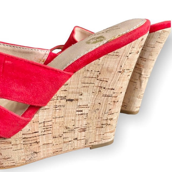 Colin Stuart women’s cork platform wedges red summer beach rockabilly size 6 - Picture 7 of 9